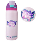 Eazy Kids - Girl Power Bling Stainless Steel Water Bottle - Pink - 948 ml