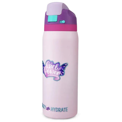Eazy Kids - Girl Power Bling Stainless Steel Water Bottle - Pink - 948 ml