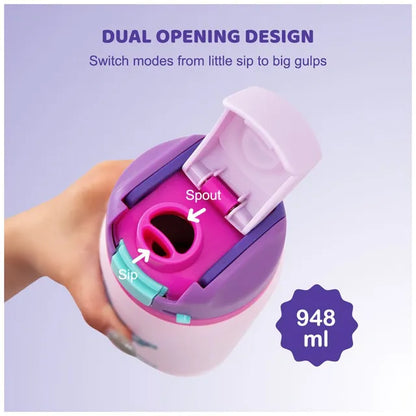 Eazy Kids - Girl Power Bling Stainless Steel Water Bottle - Pink - 948 ml
