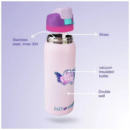 Eazy Kids - Girl Power Bling Stainless Steel Water Bottle - Pink - 948 ml