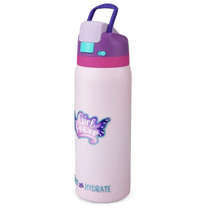 Eazy Kids - Girl Power Bling Stainless Steel Water Bottle - Pink - 948 ml