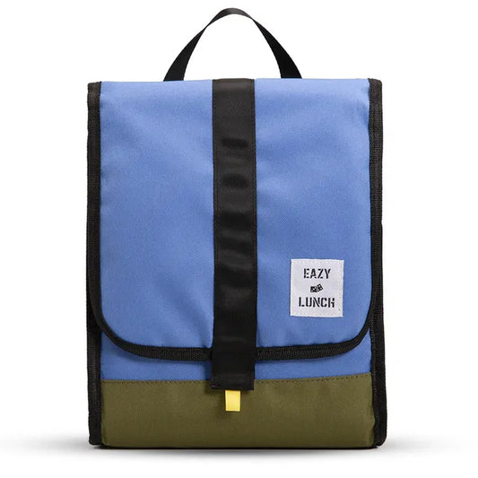 Eazy Kids - Insulated Foldable & Stylish Lunch Bag - Blue/Olive