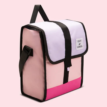 Eazy Kids - Insulated Foldable & Stylish Lunch Bag - Pink /Lavender