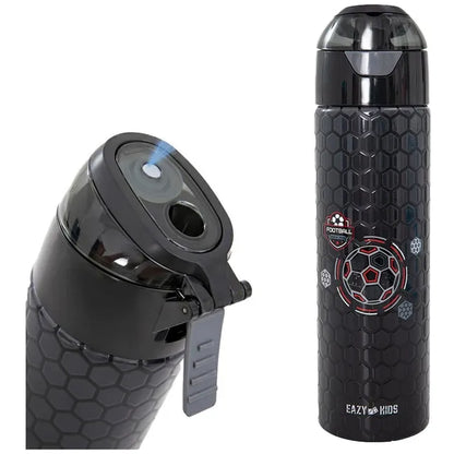 Eazy Kids - Insulated Stainless Steel Spray Water Bottle - Football Black - 640 ml