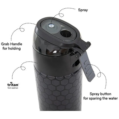 Eazy Kids - Insulated Stainless Steel Spray Water Bottle - Football Black - 640 ml