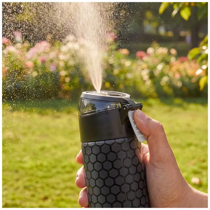 Eazy Kids - Insulated Stainless Steel Spray Water Bottle - Football Black - 640 ml
