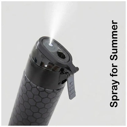 Eazy Kids - Insulated Stainless Steel Spray Water Bottle - Football Black - 640 ml