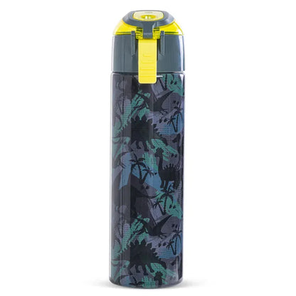 Eazy Kids - Insulated Stainless Steel Water Bottle with Spray -T-Rex 640ml - Green/Yellow