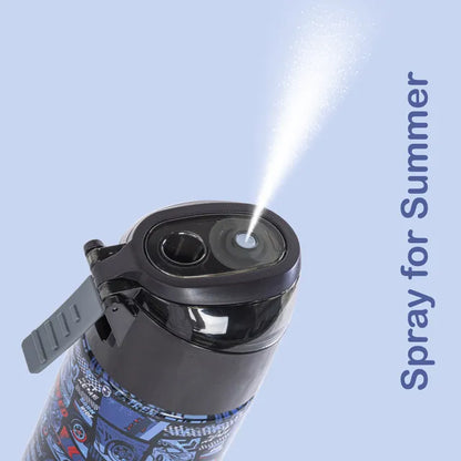 Eazy Kids - Insulated Stainless Steel Water Bottle with Spray Car Racing 640ml - Blue