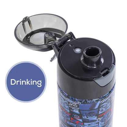 Eazy Kids - Insulated Stainless Steel Water Bottle with Spray Car Racing 640ml - Blue