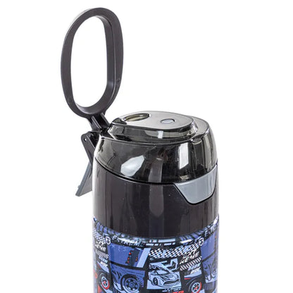 Eazy Kids - Insulated Stainless Steel Water Bottle with Spray Car Racing 640ml - Blue