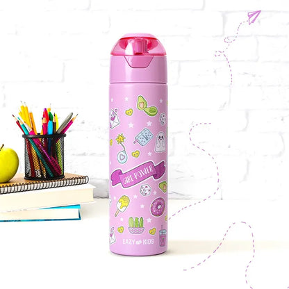 Eazy Kids - Insulated Steel Water Bottle With Spray - Pink - 640ml