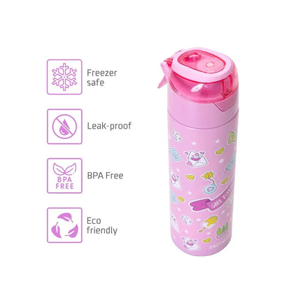 Eazy Kids - Insulated Steel Water Bottle With Spray - Pink - 640ml