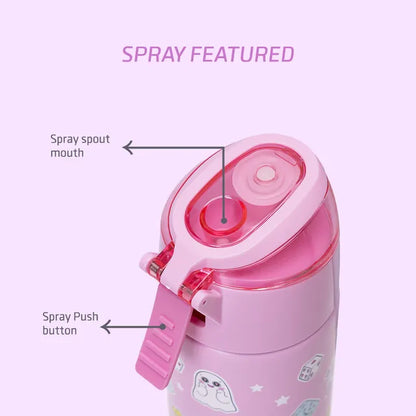 Eazy Kids - Insulated Steel Water Bottle With Spray - Pink - 640ml