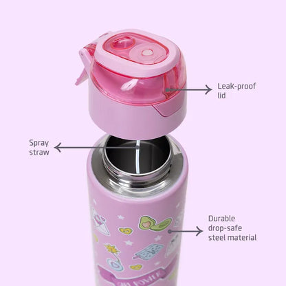 Eazy Kids - Insulated Steel Water Bottle With Spray - Pink - 640ml
