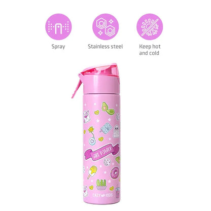 Eazy Kids - Insulated Steel Water Bottle With Spray - Pink - 640ml