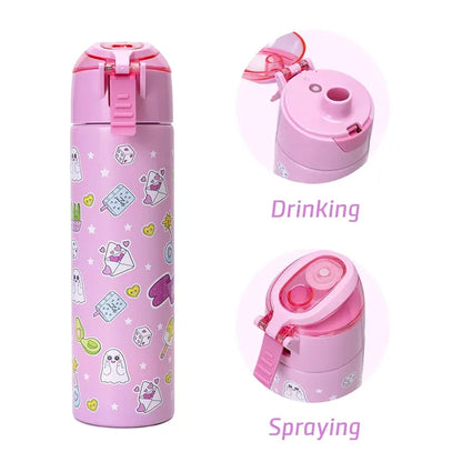 Eazy Kids - Insulated Steel Water Bottle With Spray - Pink - 640ml