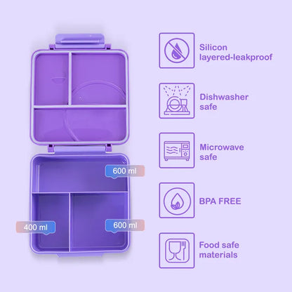 Eazy Kids - Jumbo Bento Lunch Box Set with Stainless Steel Food Jar, Icepack and Lunch Bag