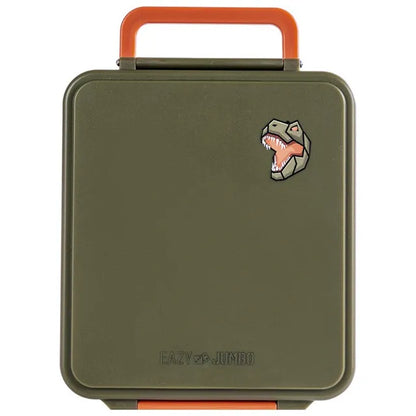 Eazy Kids - Jumbo Bento Lunch Box With Thermos & Dip Jar - Dino Green