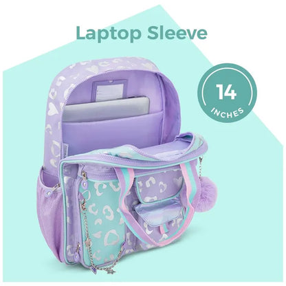 Eazy Kids - 17" School Backpack With Lunch Bag And Pencil Case - Purple