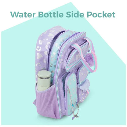 Eazy Kids - 17" School Backpack With Lunch Bag And Pencil Case - Purple