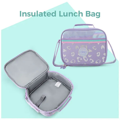 Eazy Kids - 17" School Backpack With Lunch Bag And Pencil Case - Purple