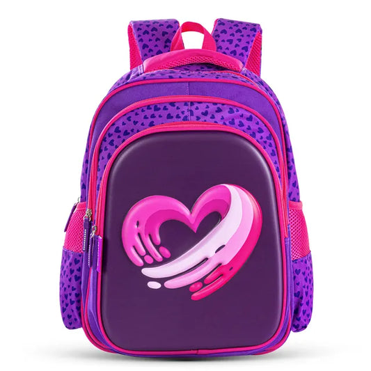 Eazy Kids - 16" School Bag - Love & Hugs Purple