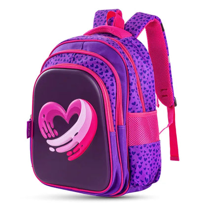 Eazy Kids - 16" School Bag - Love & Hugs Purple