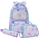 Eazy Kids - 18" Backpack With Lunch Bag, Pencil Case And Laptop Compartment -  Purple