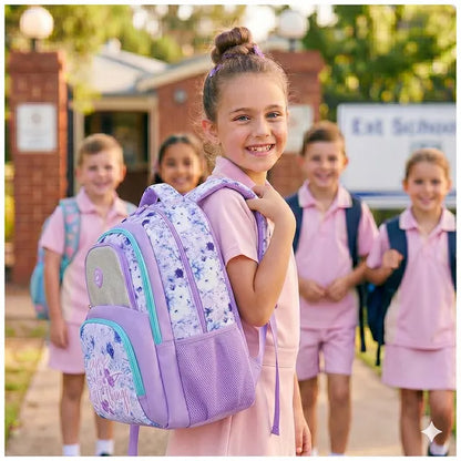 Eazy Kids - 18" Backpack With Lunch Bag, Pencil Case And Laptop Compartment -  Purple