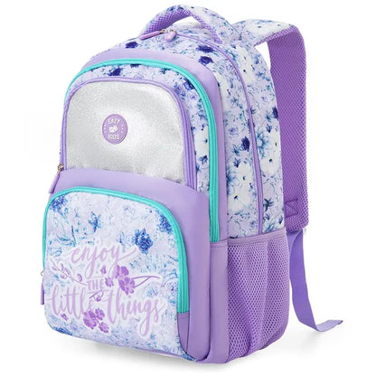 Eazy Kids - 18" Backpack With Lunch Bag, Pencil Case And Laptop Compartment -  Purple