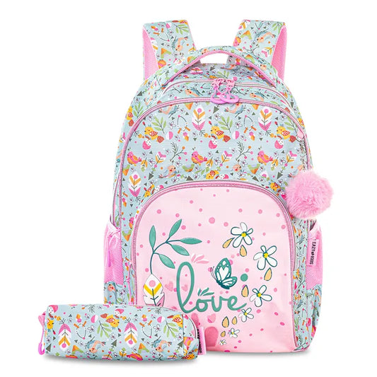 Eazy Kids - 17" School Bag With Pencil Pouch - Love Pink