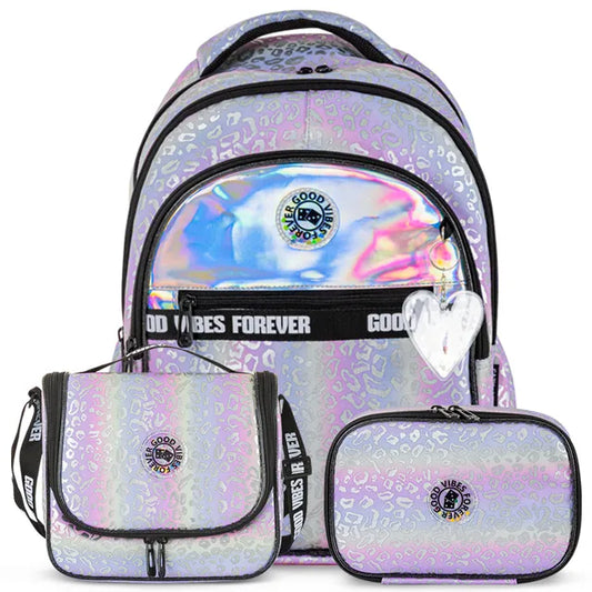 Eazy Kids - 17" School Bag with Lunch & Pencil Bag - Good Vibes