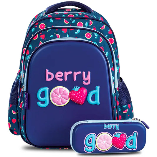Eazy Kids - 16" School Bag with Pencil Case - Berry Good Blue