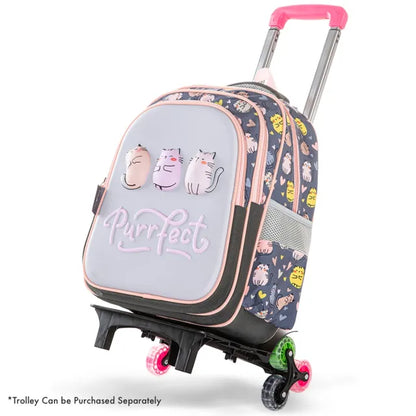 Eazy Kids - 16" School Bag with Pencil Case - Purrfect Grey