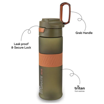 Eazy Kids - Spout Lid And Handle Tritan Water Bottle - Olive Green - 850 ml