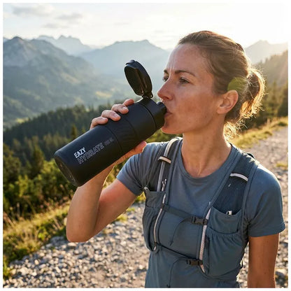 Eazy Kids - Spout Lid And Handle Tritan Water Bottle - Phantom Black - 850 ml