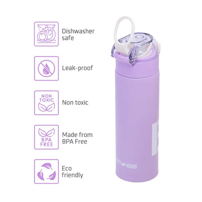 Eazy Kids - Stainless Steel Insulated Travel Water Bottle - 550ml - Purple