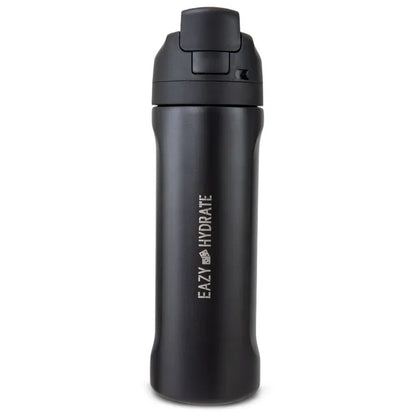 Eazy Kids - Straw And Spout Stainless Steel Water Bottle - Black - 710 ml