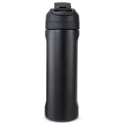 Eazy Kids - Straw And Spout Stainless Steel Water Bottle - Black - 710 ml