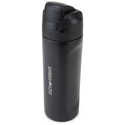 Eazy Kids - Straw And Spout Stainless Steel Water Bottle - Black - 710 ml