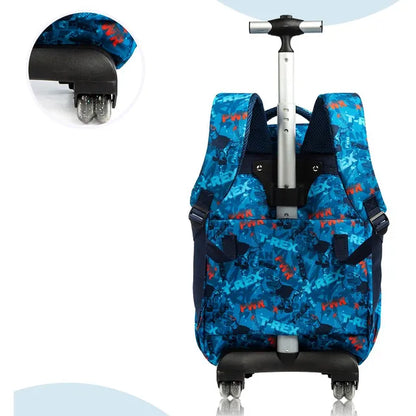 Eazy Kids - 18" Trolley Bag With Lunch Bag & Pencil Case - Trex Dinosaur