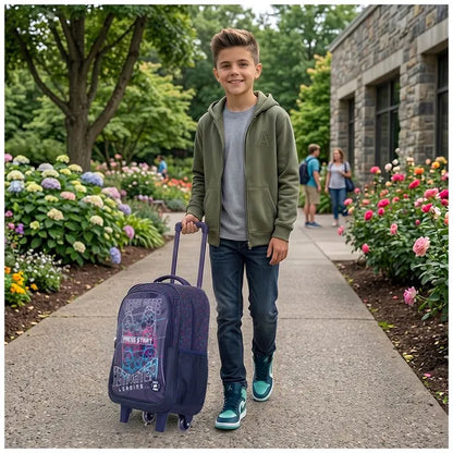 Eazy Kids - 17" Trolley School Bag Combo - Game Mode - 5 Pc Set