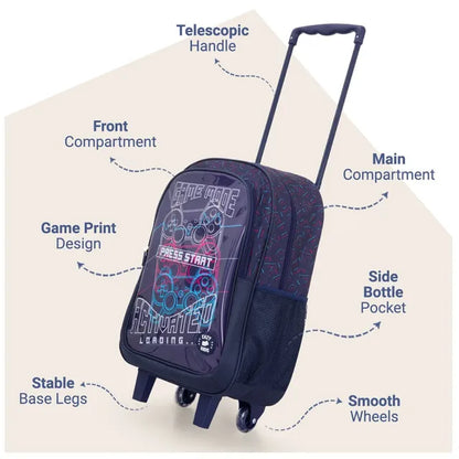 Eazy Kids - 17" Trolley School Bag Combo - Game Mode - 5 Pc Set