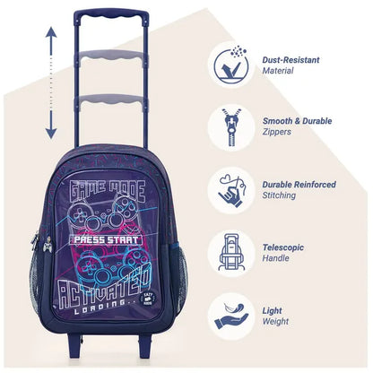 Eazy Kids - 17" Trolley School Bag Combo - Game Mode - 5 Pc Set