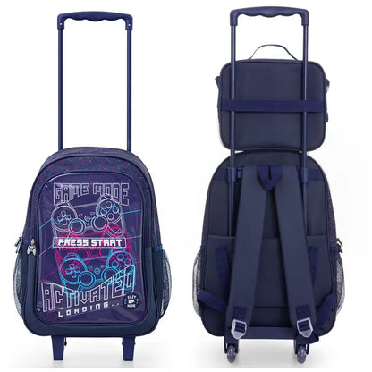 Eazy Kids - 17" Trolley School Bag Combo - Game Mode - 5 Pc Set