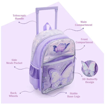Eazy Kids - 16" Trolley School Bag Combo - Power Purple