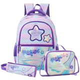 Eazy Kids - 16" Trolley School Bag Combo - Purple - 3 Pc Set