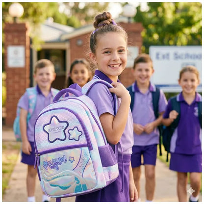 Eazy Kids - 16" Trolley School Bag Combo - Purple - 3 Pc Set