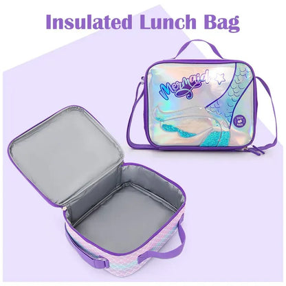 Eazy Kids - 16" Trolley School Bag Combo - Purple - 3 Pc Set